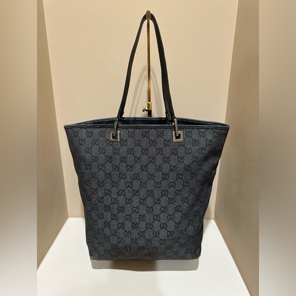 Gucci Denim Webbed Monogram Medium Tote - Picture 2 of 12